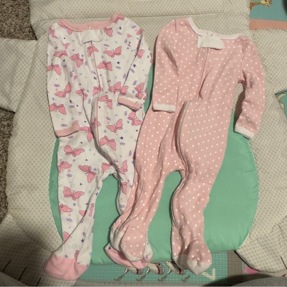Charming Pink Butterfly and Polka Dot Footies